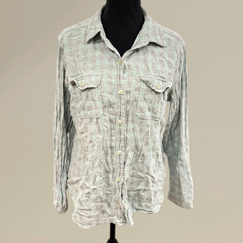 Light Sage Plaid Button-Up Shirt
